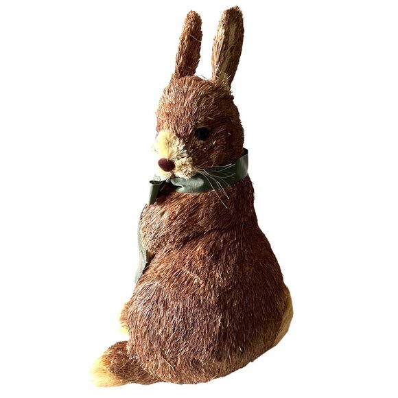 Pier 1 Rustic 12" Decorative Easter Bunny W/Green Ribbon Spring - Picture 2 of 7